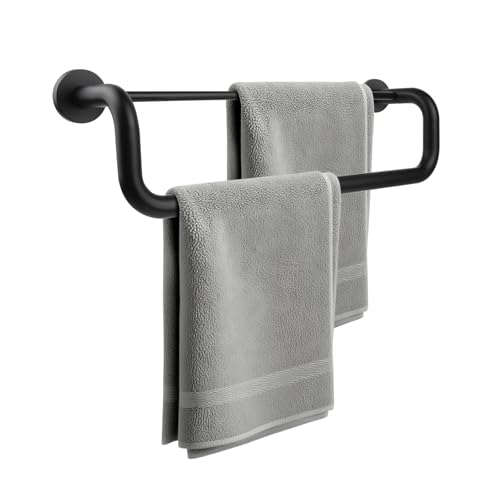 Double Towel Bar,Double Towel Rack for Bathroom,16 Inch Matte Black Towel Holder,Towel Rack for Bathroom Wall Mounted,SUS304 Stainless Steel Easy to Install - color: Matte Black, size: 16 inch