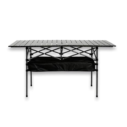 Outdoor Folding Table, Built-in Storage & Carry Bag | Ultralight 7.93LBS, 225LBS Heavy Duty, Aluminum Top, Carbon Steel Frame, for Camping, Picnic, Beach, BBQ - color: Black