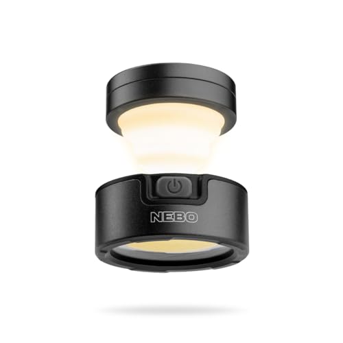 NEBO Poppy Puck Pocket Lantern | Pocket Light, Compact 2-in-1 Mini Lantern, 300 Lumen, Rechargeable, 3 Light Modes, Magnetic Base & Hanging Hooks - Dark Gray - color: Dark Gray