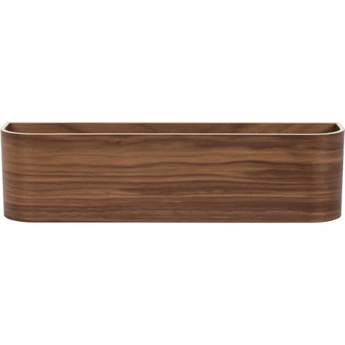 Wooden Wall Mounted Display Caddy, Floating Shelf Organizer Rack, Wood Wall Pocket, Storage Basket Bin 17.7” Wide (Walnut)