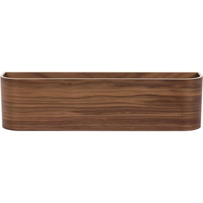 Wooden Wall Mounted Display Caddy, Floating Shelf Organizer Rack, Wood Wall Pocket, Storage Basket Bin 17.7” Wide (Walnut)