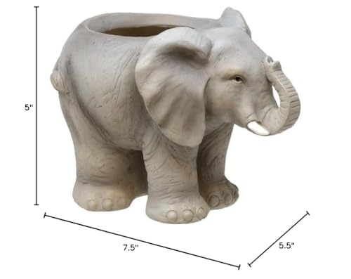 Spoontiques Decorative Flower Pots for Indoor and Outdoor Use – Hand Painted Resin Plant Pot – Home and Garden Décor (Elephant, 5" x 7.5" x 5.5") - style: Elephant