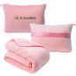 K.Garden Travel Throw Blanket Pillow, Pink | 2 in 1, Soft, Compact, Luggage Backpack Strap, Airplane Flight Essentials