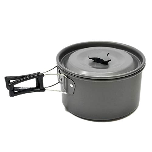JZK Camp Cookware 2-3 People Set, Pan Pot Teapot Lightweight Outdoor Portable Camping Cooker Set for Trekking Hiking BBQ Picnic Campfire
