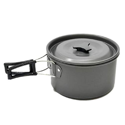 JZK Camp Cookware 2-3 People Set, Pan Pot Teapot Lightweight Outdoor Portable Camping Cooker Set for Trekking Hiking BBQ Picnic Campfire