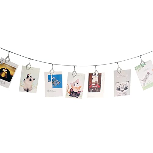 TFu Wall Hanging Photo Display, DIY Picture Photo Frame String with 12 Clips for Hanging Photos Notes and Artworks … - size: Rhombus clip