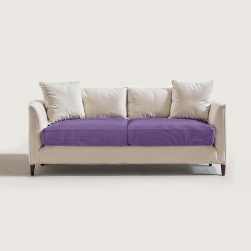 SUBRTEX Stretch Cushion Covers Couch Cushion Slipcovers RV Seat Covers Chair Loveseat Sofa Cushion Protector Spandex Elastic Furniture Protector for Seat(Purple, 2 Pieces) - color: Purple, size: 2 pieces