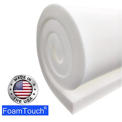 FoamTouch Upholstery Foam Cushion High Density 2 Height x 24 Width x 84 Length Made in USA, White - size: 2" x 24" x 84"