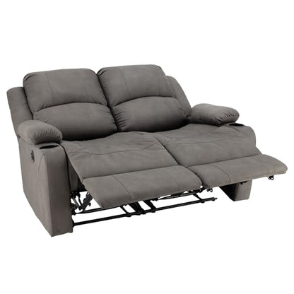Camper Comfort 58" Wall Hugger Reclining Theater Seats | Double Recliner Sofa | RV Couch | Theater Seating | Furniture (Powered, Slate) - color: Slate, style: Powered