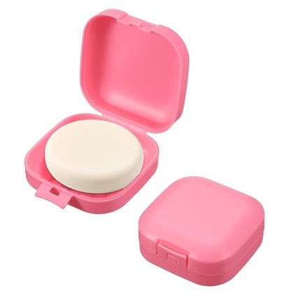 uxcell 2 Pcs Travel Soap Case, Portable Travel Soap Box Waterproof Holder Case, Airtight Dish Container with Lid for Shower Bathroom Outdoor Home Gym Hiking (Square, Pink)