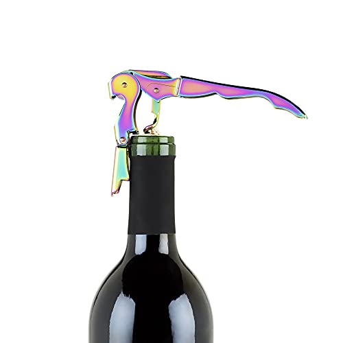 Blush Mirage Iridescent Double Hinged Corkscrew Wine Opener with Built-in Beer Bottle Opener, Stainless Steel Wine Key with Foil Cutter, Home Bar Gifts for Women, Bridesmaid Gifts, Kitchen and Travel - style: Waiter Corkscrew