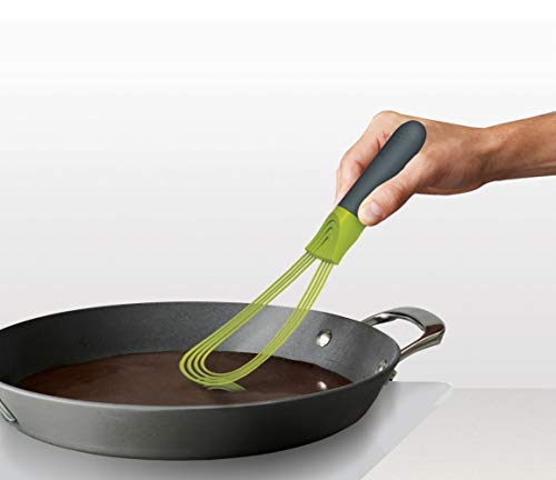 Joseph Joseph Twist Whisk 2-In-1 Collapsible Balloon and Flat Whisk Silicone Coated Steel Wire, Gray/Green (Pack of 2) - color: Gray/Green (Pack of 2)