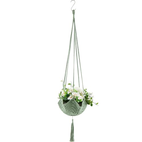 Shappy 1 Pack Boho Macrame Plant Hanger, Large Hanging Planter Plant Holder Pot Hanger Hanging Basket Wall Planters, Plants Lover Gift for Indoor Garden (Classic,Sage Green) - color: Sage Green, size: Classic