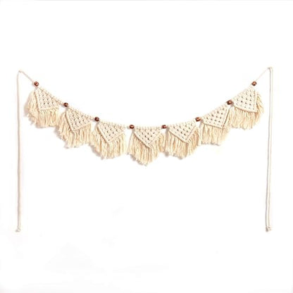 Eiyye Boho Tassel Garland Wall Hanging Handmade Cotton Bohemian Banner Home Decor for Bedroom Living Room Nursery, Party & Wedding Decoration（7-Flag）