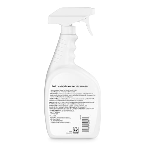 Amazon Basics Fabric Spray, Fabric Freshner, Fresh Scent, 32 fl oz, Pack of 2, Packaging May Vary