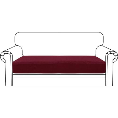 ZNSAYOTX Stretch Cushion Covers Sofa Loveseat Cushion Couch Seat Covers Slipcovers Soft Replacement Unique Pattern Furniture Protector with Elastic Bottom (Wine Red, 1 Pc 2-Seat Cushion Cover) - color: Wine Red, size: 1 Cushion Loveseat
