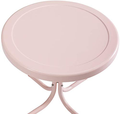 Crosley Furniture Griffith Weather Resistant Retro Metal Outdoor Side Table for Patio, Deck, Porch, Pink - color: Pink