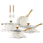 SENSARTE Nonstick Ceramic Cookware Set, 13-Piece Non-toxic Pots and Pans Set, Healthy Kitchen Cooking Set with Stay-Cool Handles, Silicone Tools and Pot Protectors, PFAS Free - color: White