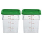 Cambro Food Storage Container with Lid (2 Pack) - Classic Series Square with Green Lid - 4 QT (Quart) - Commercial Grade for Food Prep (Clear) - size: 4 QT + Lid
