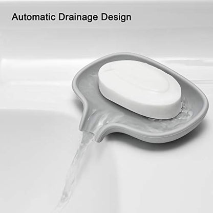 SUBEKYU Silicone Soap Dish for Bathroom,Bar Soap Holder for Shower with Draining Tray, Waterfall Soap Tray for Kitchen Sink, Set of 2 (White + Gray(Style 1)) - color: White + Gray(style 1)