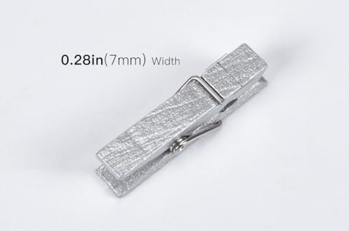 50pcs Silver Wooden Clothes Pins for Photos - 1.38inch Wood Clothespins Card Clips Photo Clips Clamp Natural Wooden Peg Pin Compatible Baby Shower,Gift Wrapping, Picture Hanging, Arts&Crafts - color: Silver, size: 3.5*0.7cm