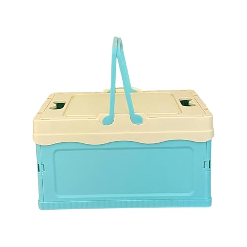 Folding Container with Lid for Camping Home Use Outdoor Gear Storage Organiser for Small Spaces Home Storage Organiser - color: Blue, size: L