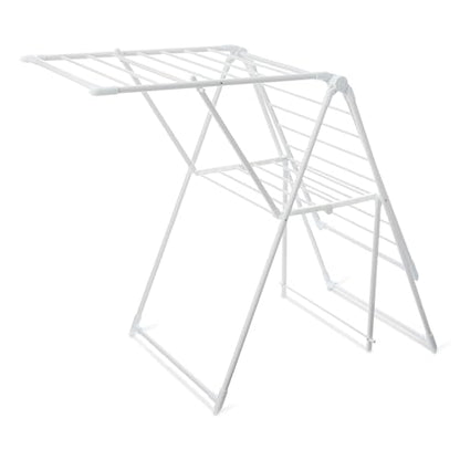 Amazon Basics Foldable Space-Saving 2-Wing Metal Clothes Drying Rack, 61x23.6x39.3 inches, White - size: 61x23.6x39.3 inches