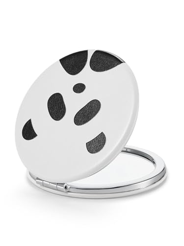 OMIRO 1X/10X Compact Magnifying Mirror, Unique Painting Pocket Mirror with Classical PU Leather (Round, Panda) - color: Panda