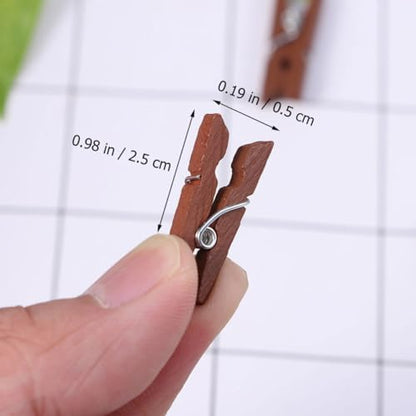 Mini Clothespins Brown 100 Pcs Heavy Duty Clothes Pin White Clothes Tiny Clothespins Wooden Brown Craft Clip Photo Clips Clothes Pins Cartoon Wooden Nail Mini White Clothes