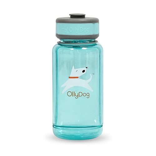 OllyDog OllyBottle Tritan Water Bottle with Detachable Dog Bowl | BPA Free Leakproof | 20oz | Share Water with Your Dog | Hiking Travel Camping (600ML, Aqua Blue) - color: Aqua Blue, size: 600ML
