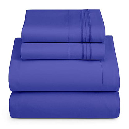 Hearth & Harbor Twin Size Sheets - 3 Piece Bed Sheet Set, Hotel Luxury Double Brushed Bed Sheets - Extra Soft Bedding Sheets & Pillowcases, Twin, Royal Blue - color: Royal Blue, size: Twin