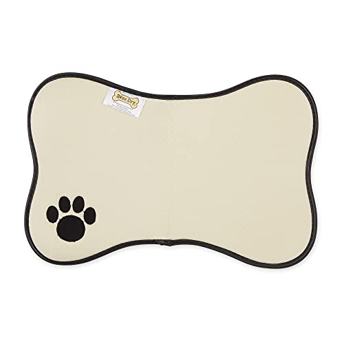 Bone Shape Embroidered Pet Feeding Placemat Brown by Bone Dry - color: Bone Taupe, size: 9.8"L x 13.5"W