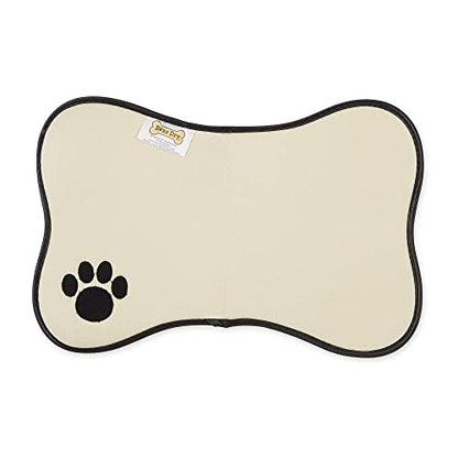 Bone Shape Embroidered Pet Feeding Placemat Brown by Bone Dry - color: Bone Taupe, size: 9.8"L x 13.5"W