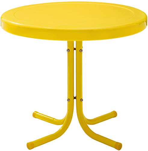 Crosley Furniture Griffith Weather Resistant Retro Metal Outdoor Side Table for Patio, Deck, Porch, Yellow - color: Yellow