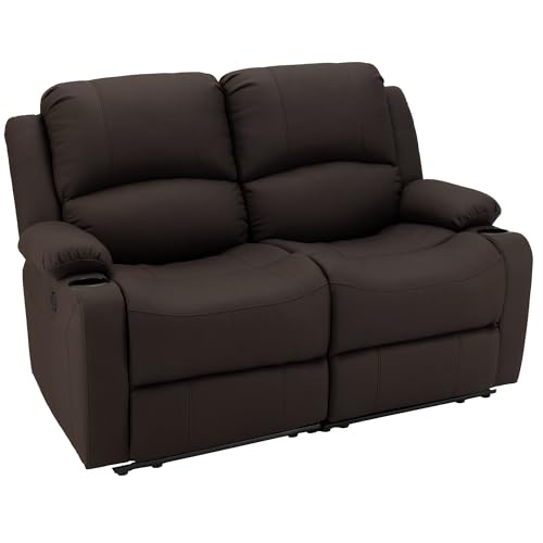 Camper Comfort 58" Wall Hugger Reclining RV Theater Seats | Double Recliner RV Sofa | RV Couch | Wall Hugger Recliner | RV Theater Seating | RV Furniture (Manual, Chocolate) - color: Chocolate, style: Manual