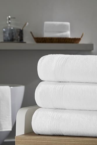 Ozdilek 4-Piece Bath Towels, 27x54 100% Turkish Cotton, Luxury Quick Dry, Extra Large, Fade-Resistant, Eco-Friendly, Spa Towel, Comfortable (White) - color: White
