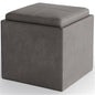 SIMPLIHOME Rockwood Cube Storage Ottoman with Tray - 17" Wide x 17" High Upholstered Vegan Leather Square Storage Ottoman in Distressed Slate Grey, Contemporary Cube Ottoman with Serving Tray - color: Distressed Slate Grey