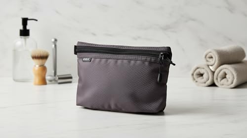 GOX Small Toiletry Bag for Men Bulk Cosmetic Bag Dopp Kit Carry On Zipper Pouch Organization Nylon Packing Sack Wate Repellent(Grey) - color: Grey