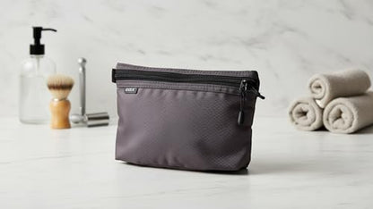 GOX Small Toiletry Bag for Men Bulk Cosmetic Bag Dopp Kit Carry On Zipper Pouch Organization Nylon Packing Sack Wate Repellent(Grey) - color: Grey