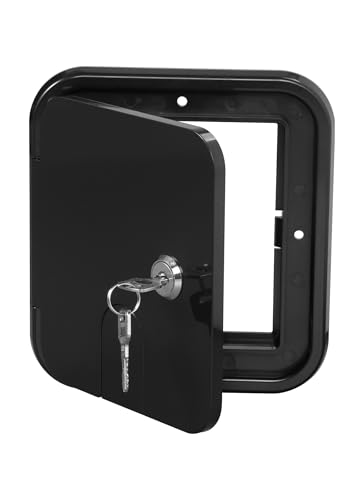 RV Access Door, RV Electrical Cord Trailer Power Cord Hatch Cable Cover Camper Hose Storage Door RV Compartment Door, Black Small Size with 2 Keys - color: Black, size: Small
