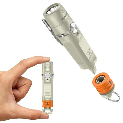 S15-TK Rechargeable Keychain Flashlight EDC, 650 Lumens Mini LED Light with Clip & Quick-Release Tail, Small Pocket Light for Emergency Repair and Daily Use - color: S15-TK Khaki