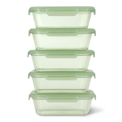 Ello Snap & Nest 10-Piece 4.5 Cup Plastic Meal Prep Set, Reusable Food Containers for Healthy Eating, Freezer, Dishwasher Safe, Sage - color: Sage, size: Meal Prep