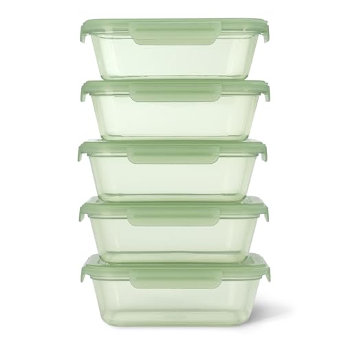 Ello Snap & Nest 10-Piece 4.5 Cup Plastic Meal Prep Set, Reusable Food Containers for Healthy Eating, Freezer, Dishwasher Safe, Sage - color: Sage, size: Meal Prep