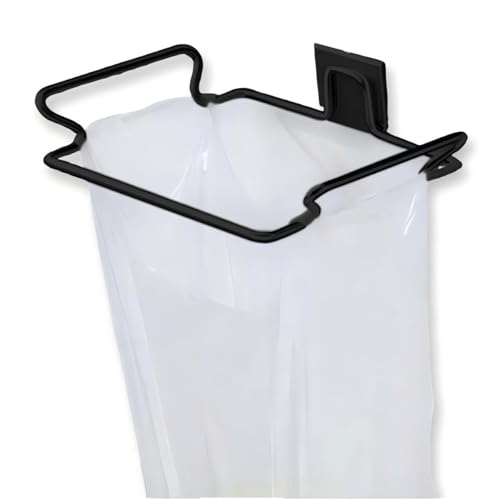 Metal Trash Bag Holder for Kitchen,Office,Dorm Room,Hanging Trash Can, Under Cabinet Hanger Rack,Space Saving Garbage Hook,Bag Holder for Plastic Bags (Black, 9.3 * 5.9'') - color: Black, size: 9.3 * 5.9''