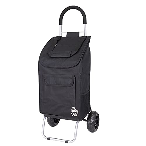 dbest products Trolley Dolly Black Foldable Shopping cart for Groceries with Wheels and Removable Bag and Rolling Personal Handtruck Standard - color: Black, style: Cart