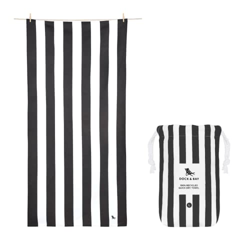 Dock & Bay Customized Beach Towel - Quick Dry, Sand Free - Compact, Lightweight - 100% Recycled - Includes Bag - Cabana - Kamari Charcoal - Large - color: Cabana - Kamari Charcoal, size: Large - Customize (160x90cm, 63x35")