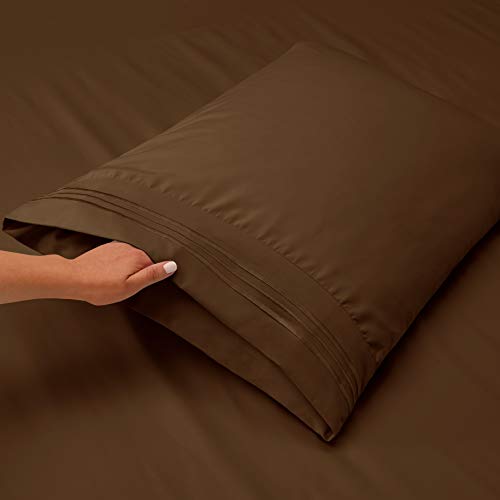 Hearth & Harbor Twin Size Sheets - 3 Piece Bed Sheet Set, Hotel Luxury Double Brushed Bed Sheets - Extra Soft Bedding Sheets & Pillowcases, Twin, Brown - color: Brown, size: Twin