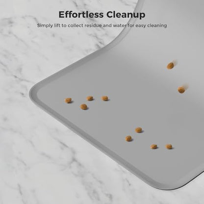 Silicone Pet Food Mat Waterproof - BPA Free Non-Slip Dog Feeding Mat with High Raised Edges - Spill-Proof Placemats for Cats and Dogs Food and Water Bowls 18.5"x11.5"