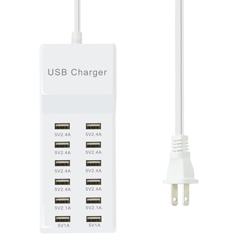 100W USB Charger Station Block Multiport Charger Hub with Fast Charging Wall Charger for Multiple Devices USB Charging Port Compatible with Cell iPhone Android Smartphone Smart Watch
