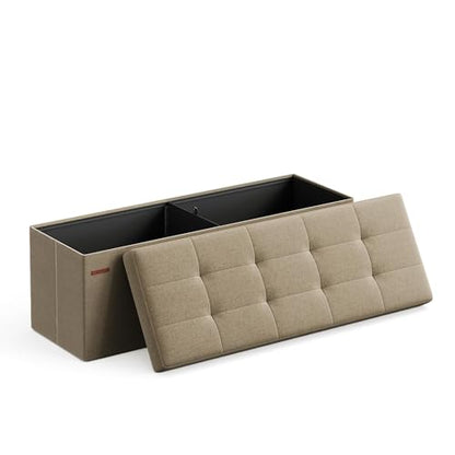Folding Storage Ottoman Bench by SONGMICS - color: Camel Brown, size: 15"D x 43"W x 15"H